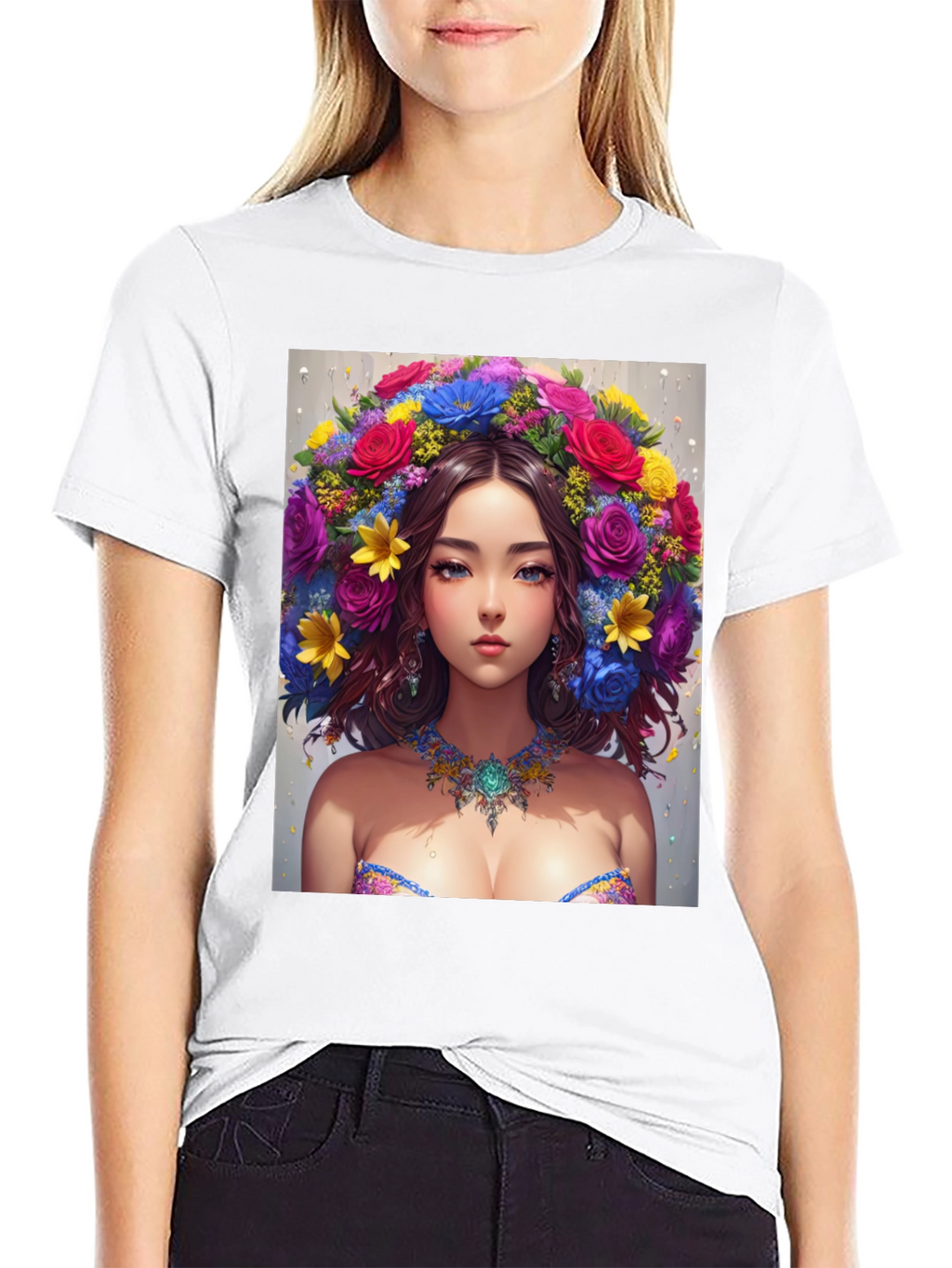 Floral Beauty Graphic Tee - Unique Art Shirt