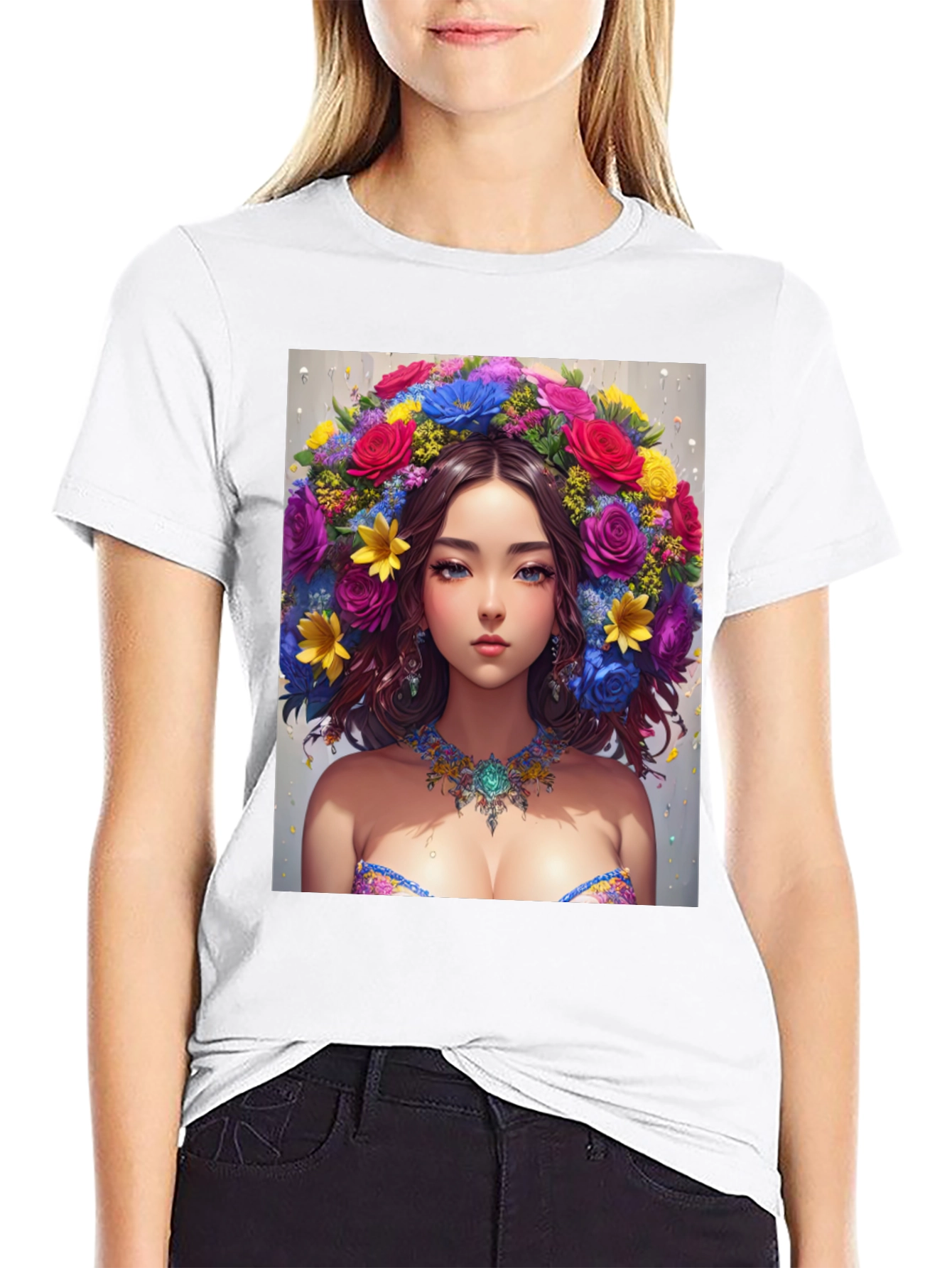 Floral Beauty Graphic Tee - Unique Art Shirt