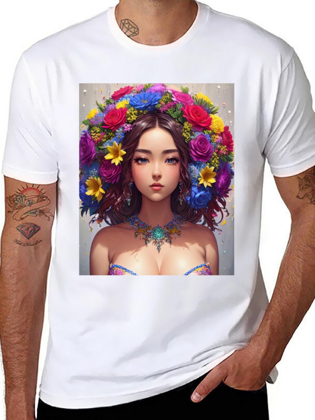 Floral Beauty Graphic Tee - Unique Art Shirt