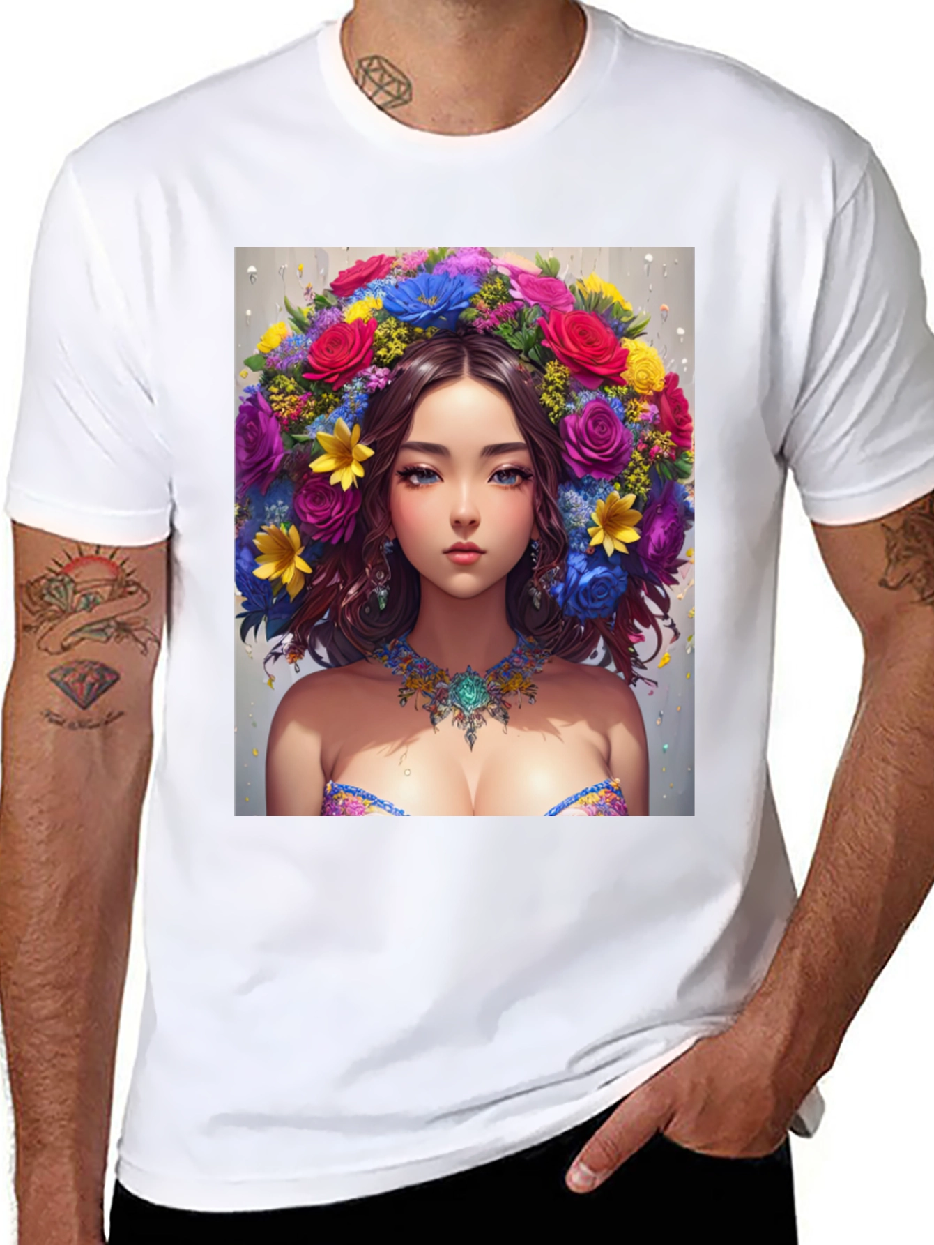 Floral Beauty Graphic Tee - Unique Art Shirt