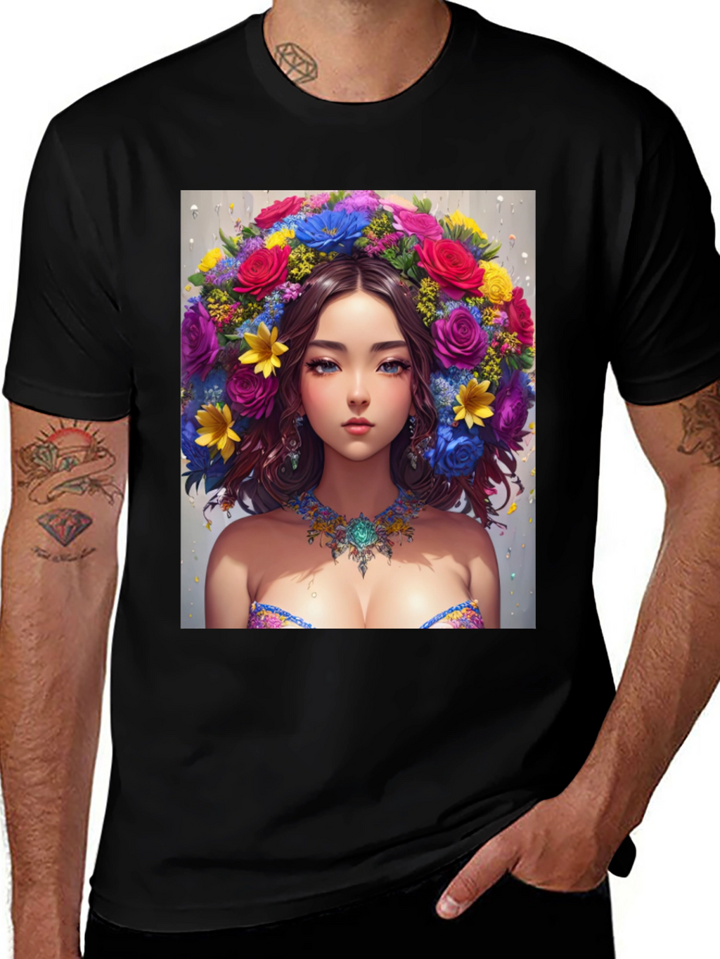 Floral Beauty Graphic Tee - Unique Art Shirt