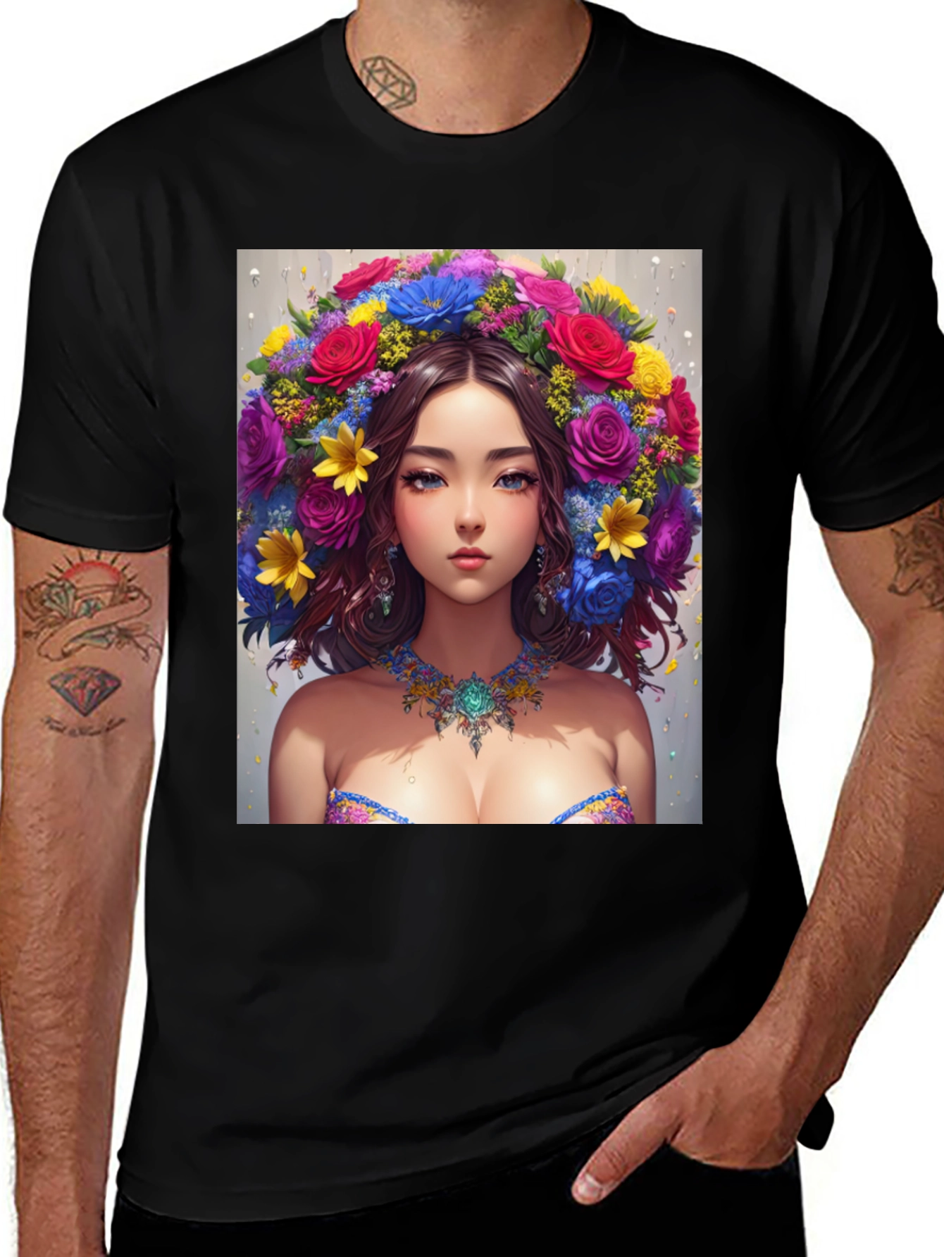 Floral Beauty Graphic Tee - Unique Art Shirt