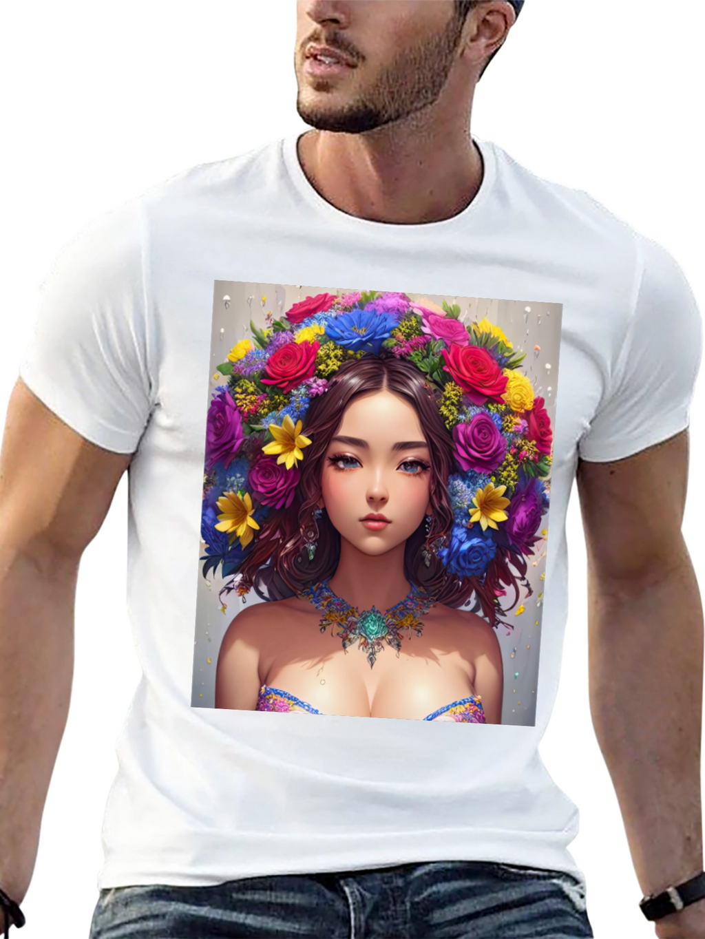 Floral Beauty Graphic Tee - Unique Art Shirt