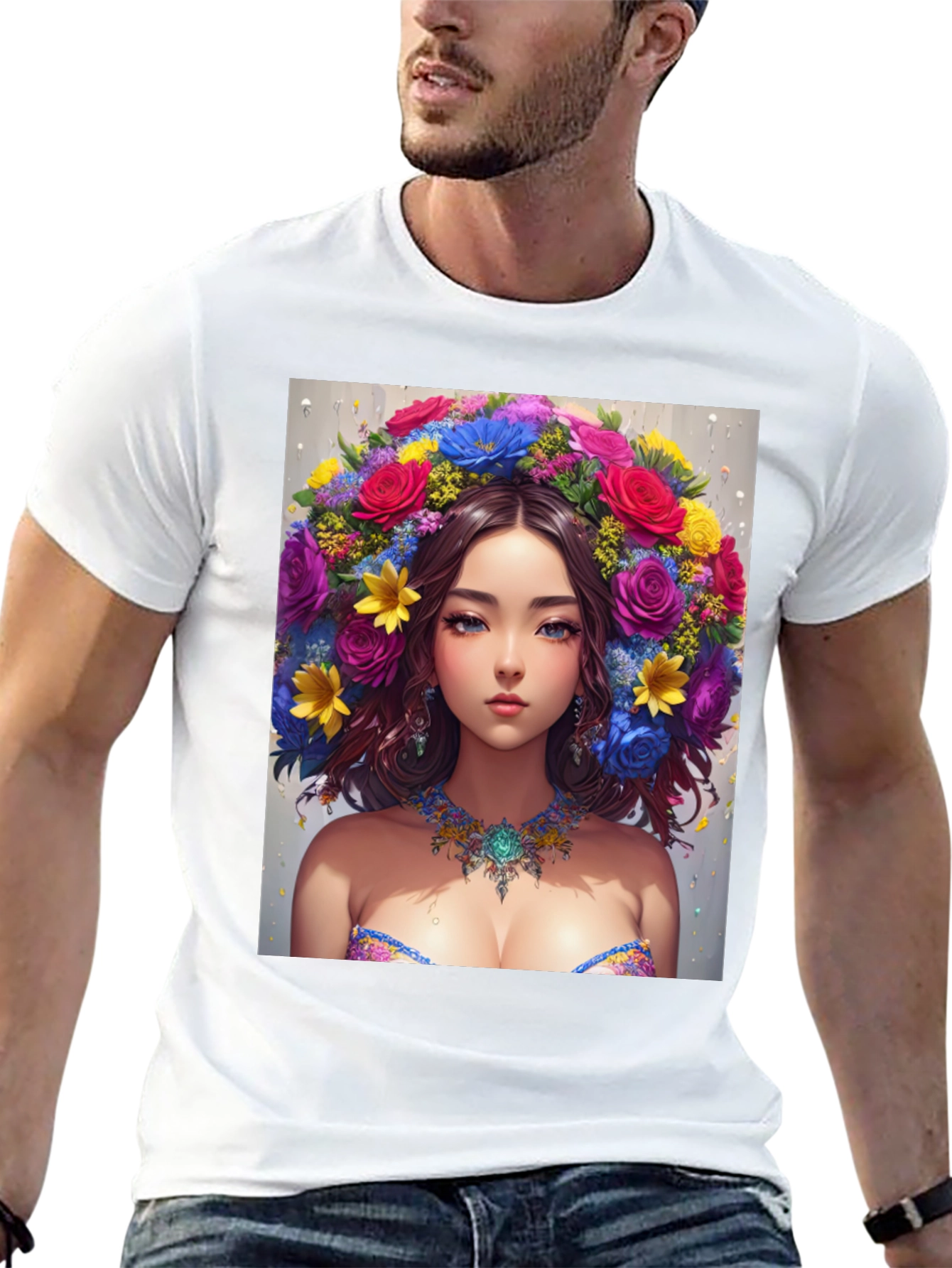 Floral Beauty Graphic Tee - Unique Art Shirt