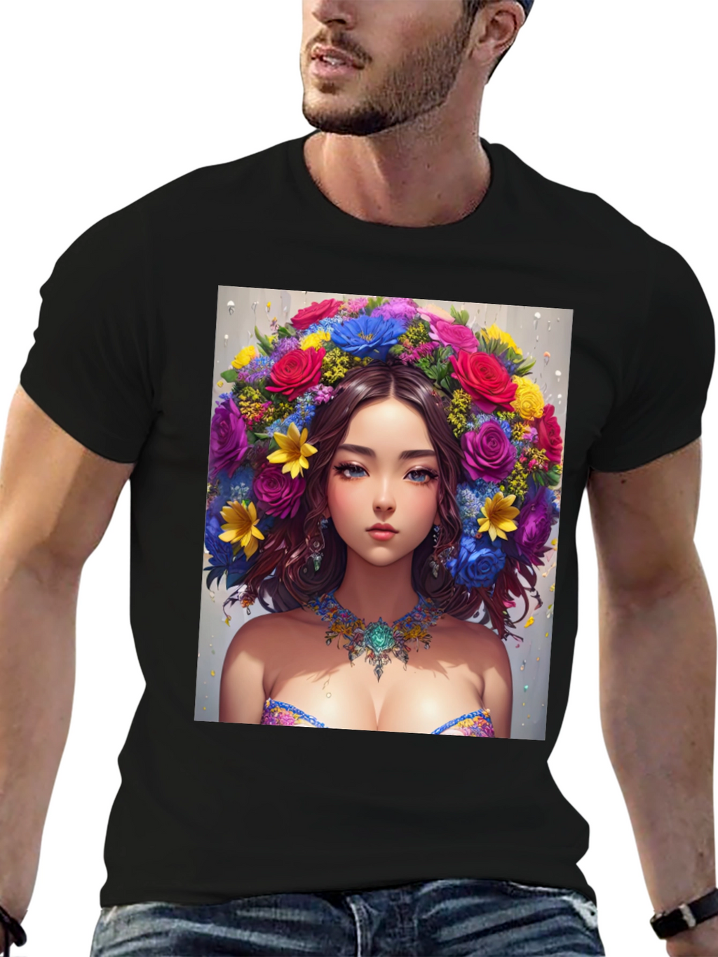Floral Beauty Graphic Tee - Unique Art Shirt