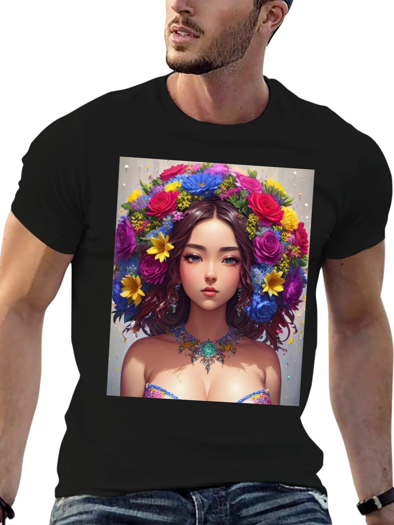 Floral Beauty Graphic Tee - Unique Art Shirt