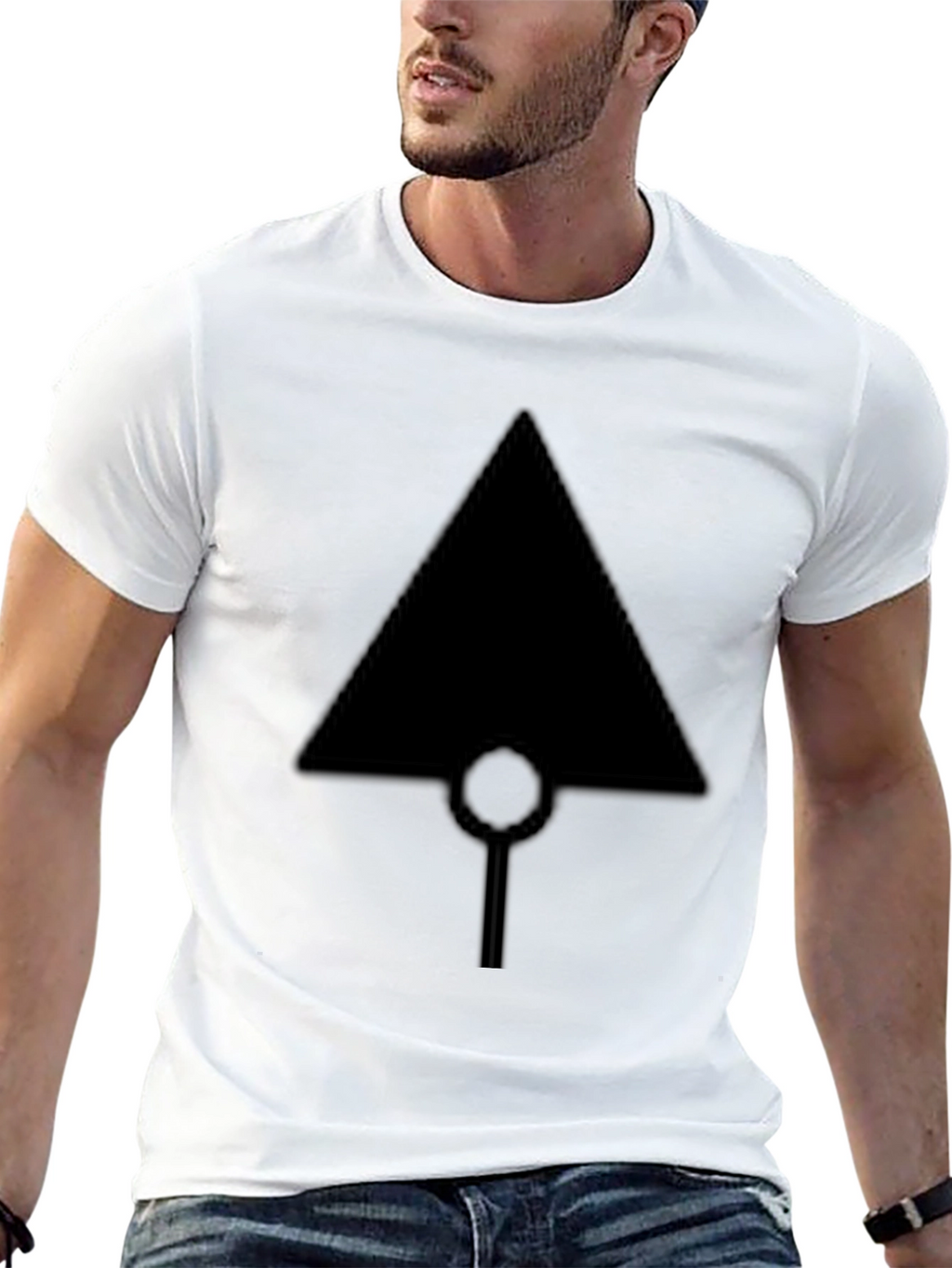 Black T-Shirt with Geometric Arrow Design