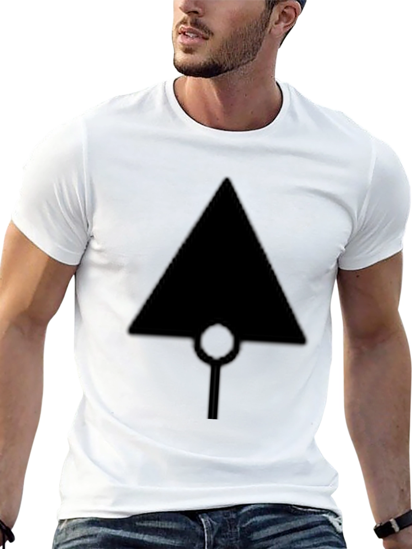 Black T-Shirt with Geometric Arrow Design