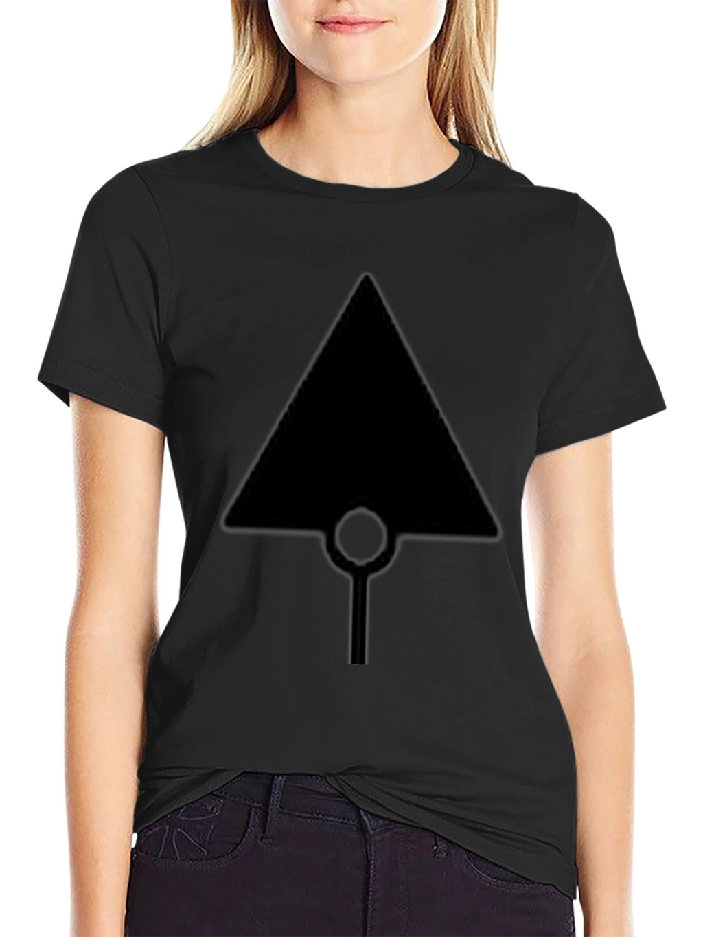 Black T-Shirt with Geometric Arrow Design