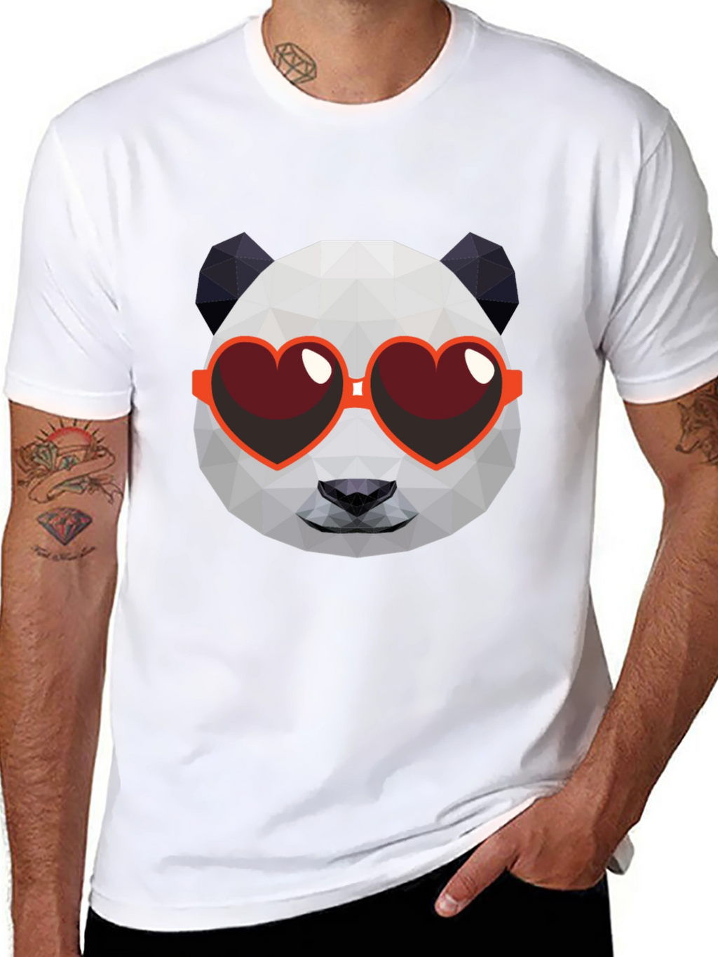 Geometric Panda Heart Sunglasses Graphic Tee