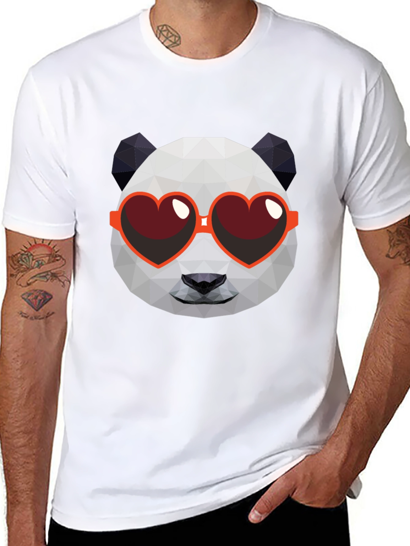 Geometric Panda Heart Sunglasses Graphic Tee