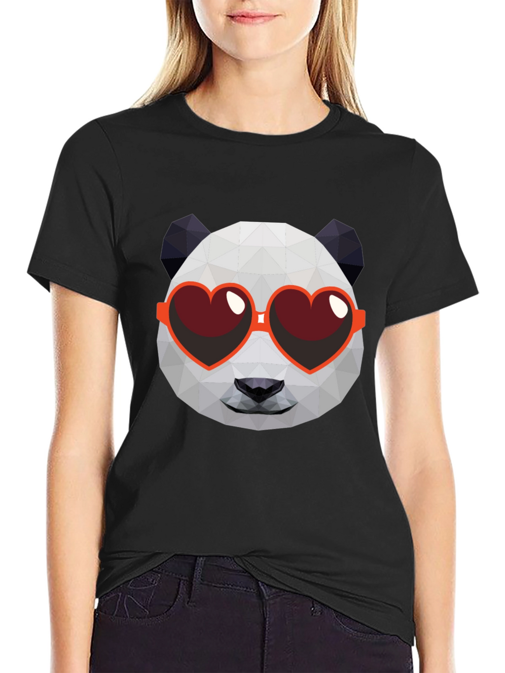 Geometric Panda Heart Sunglasses Graphic Tee