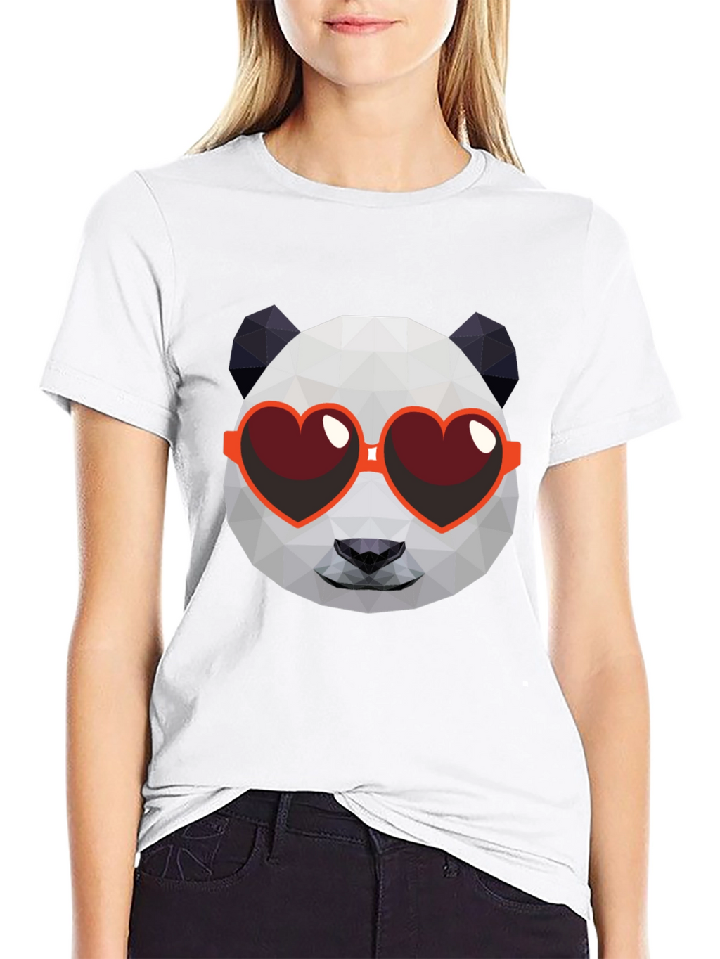 Geometric Panda Heart Sunglasses Graphic Tee