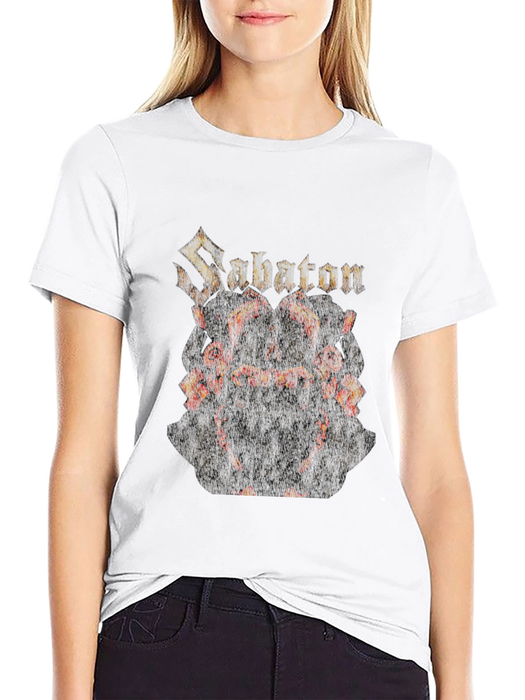 Sabaton Lava Skull Graphic Print Black T-Shirt