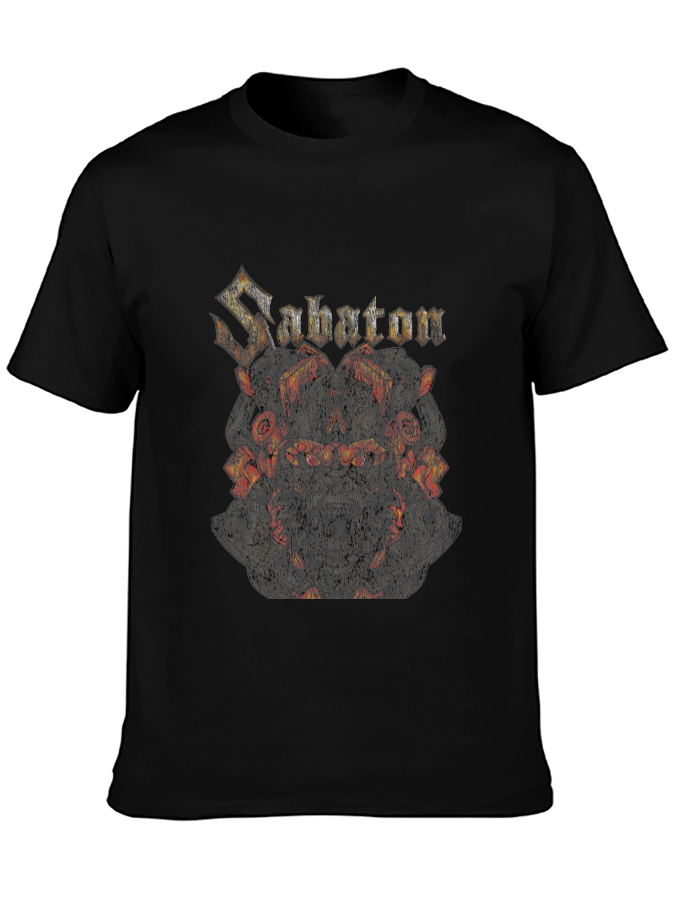 Sabaton Lava Skull Graphic Print Black T-Shirt