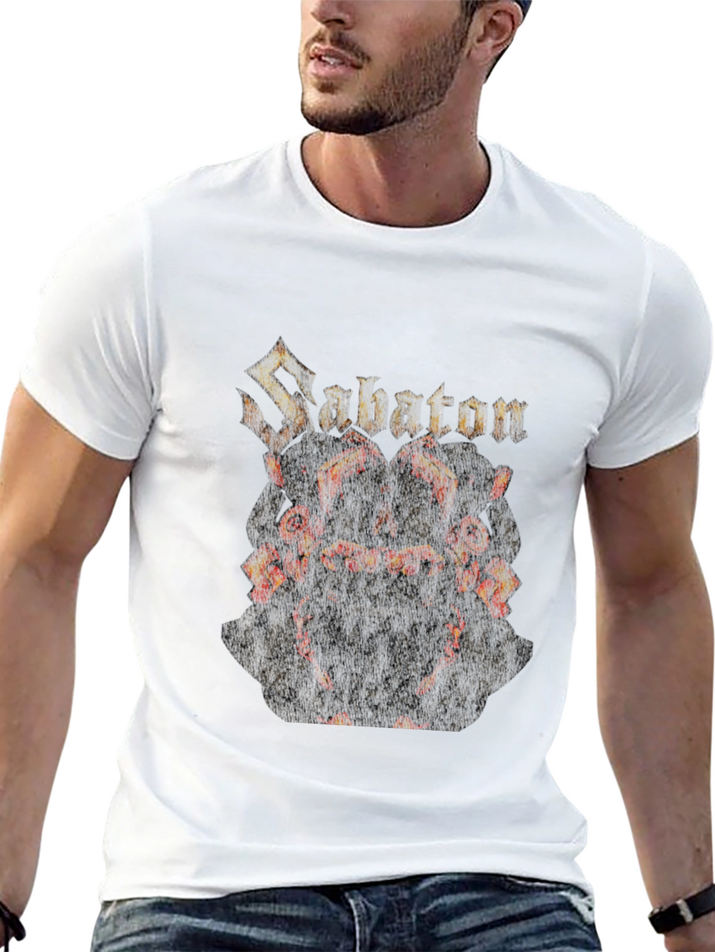 Sabaton Lava Skull Graphic Print Black T-Shirt