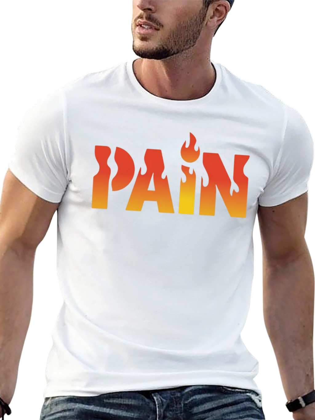 Flaming PAIN Graphic Tee - Edgy Black T-Shirt