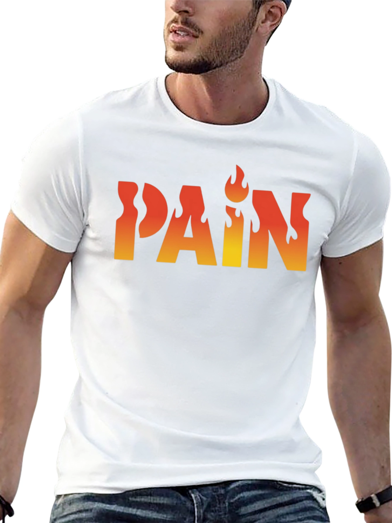 Flaming PAIN Graphic Tee - Edgy Black T-Shirt