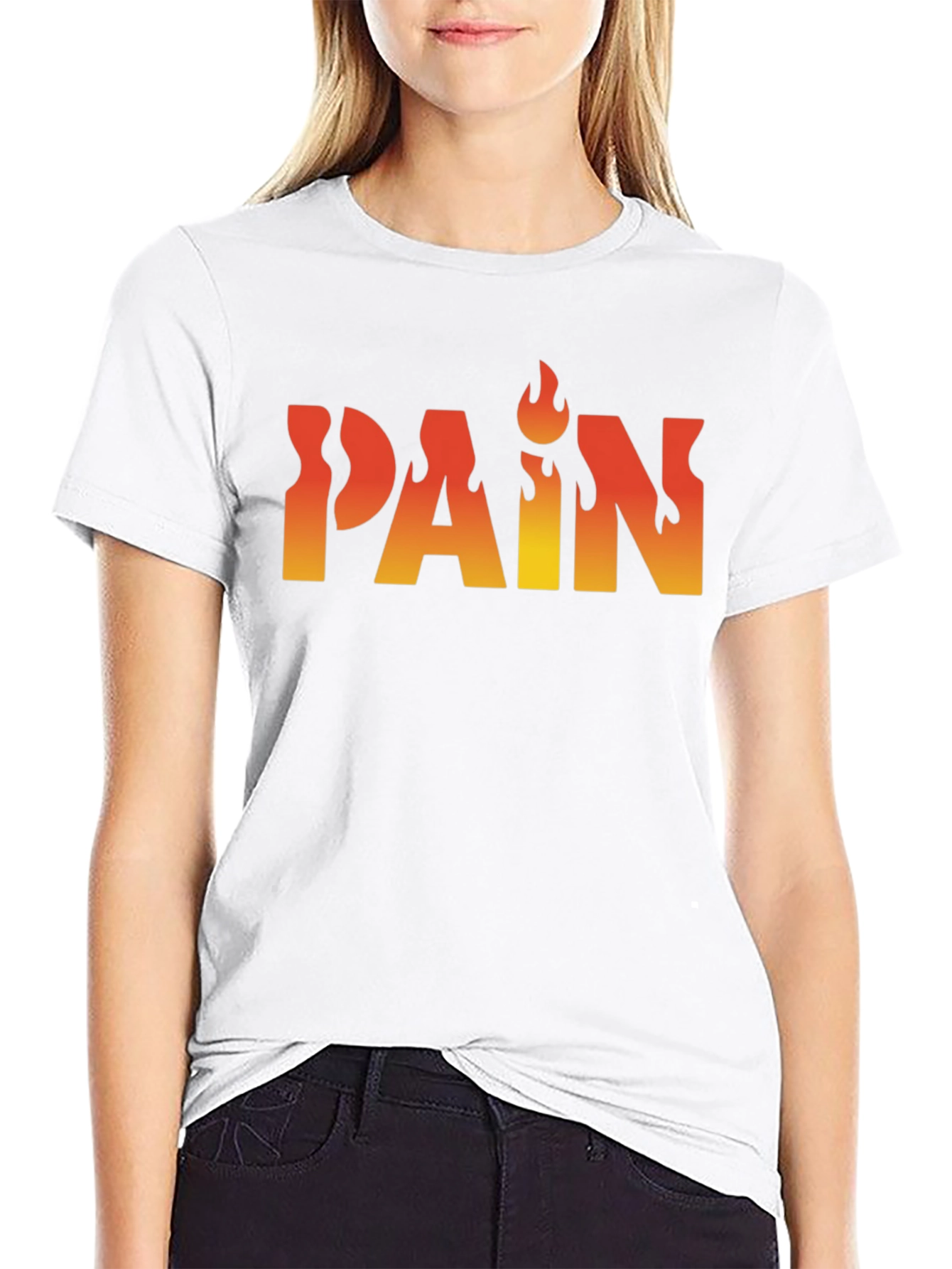 Flaming PAIN Graphic Tee - Edgy Black T-Shirt