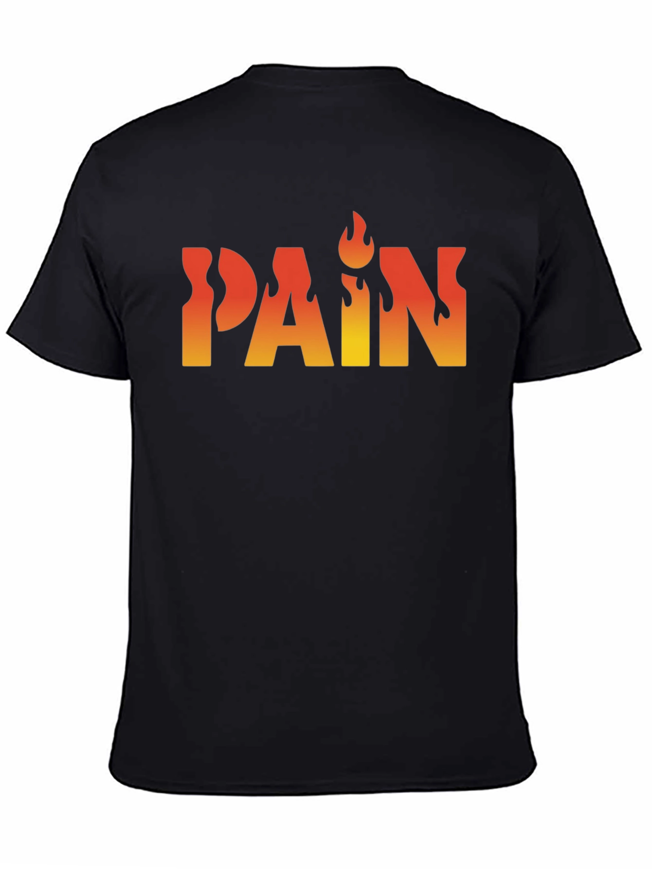 Flaming PAIN Graphic Tee - Edgy Black T-Shirt
