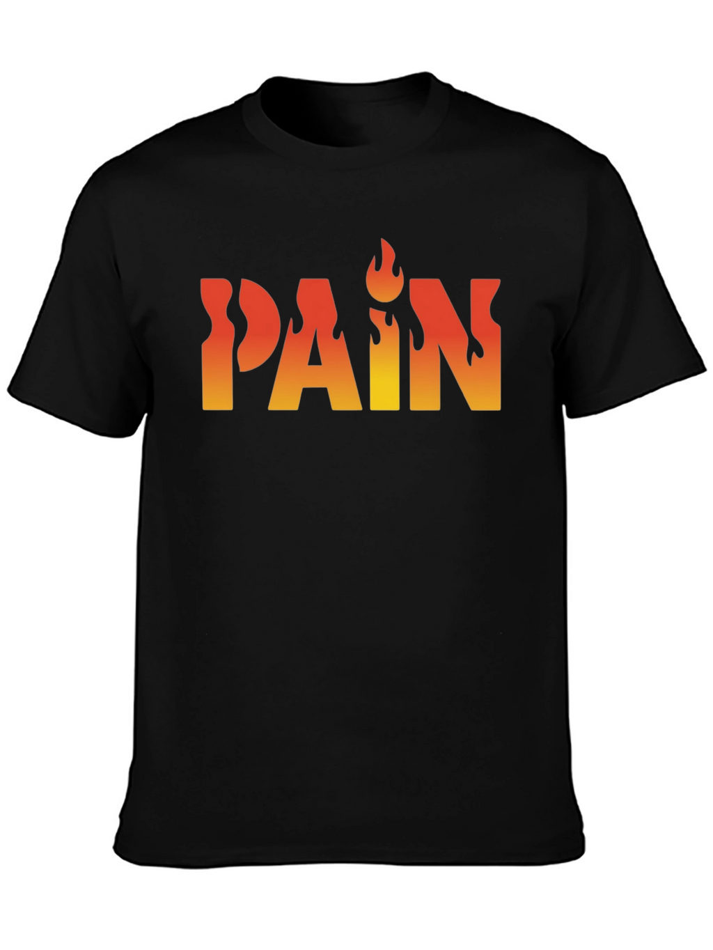 Flaming PAIN Graphic Tee - Edgy Black T-Shirt
