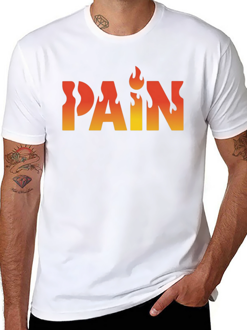 Flaming PAIN Graphic Tee - Edgy Black T-Shirt