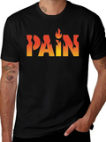 Flaming PAIN Graphic Tee - Edgy Black T-Shirt