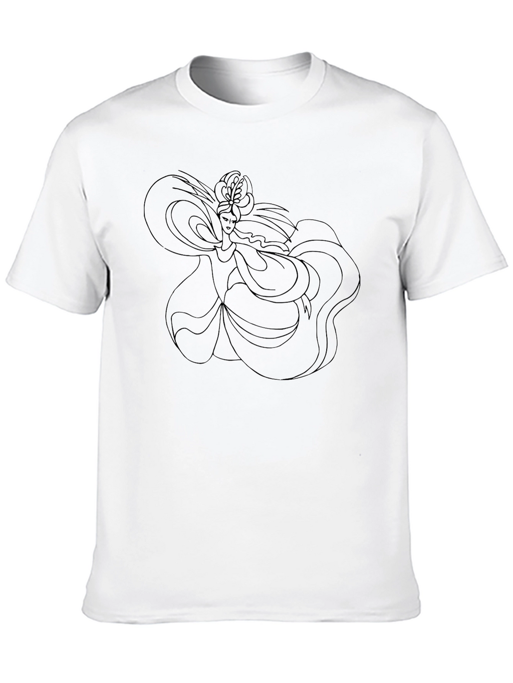 Elegant Black Tee with Artistic Woman Graphic