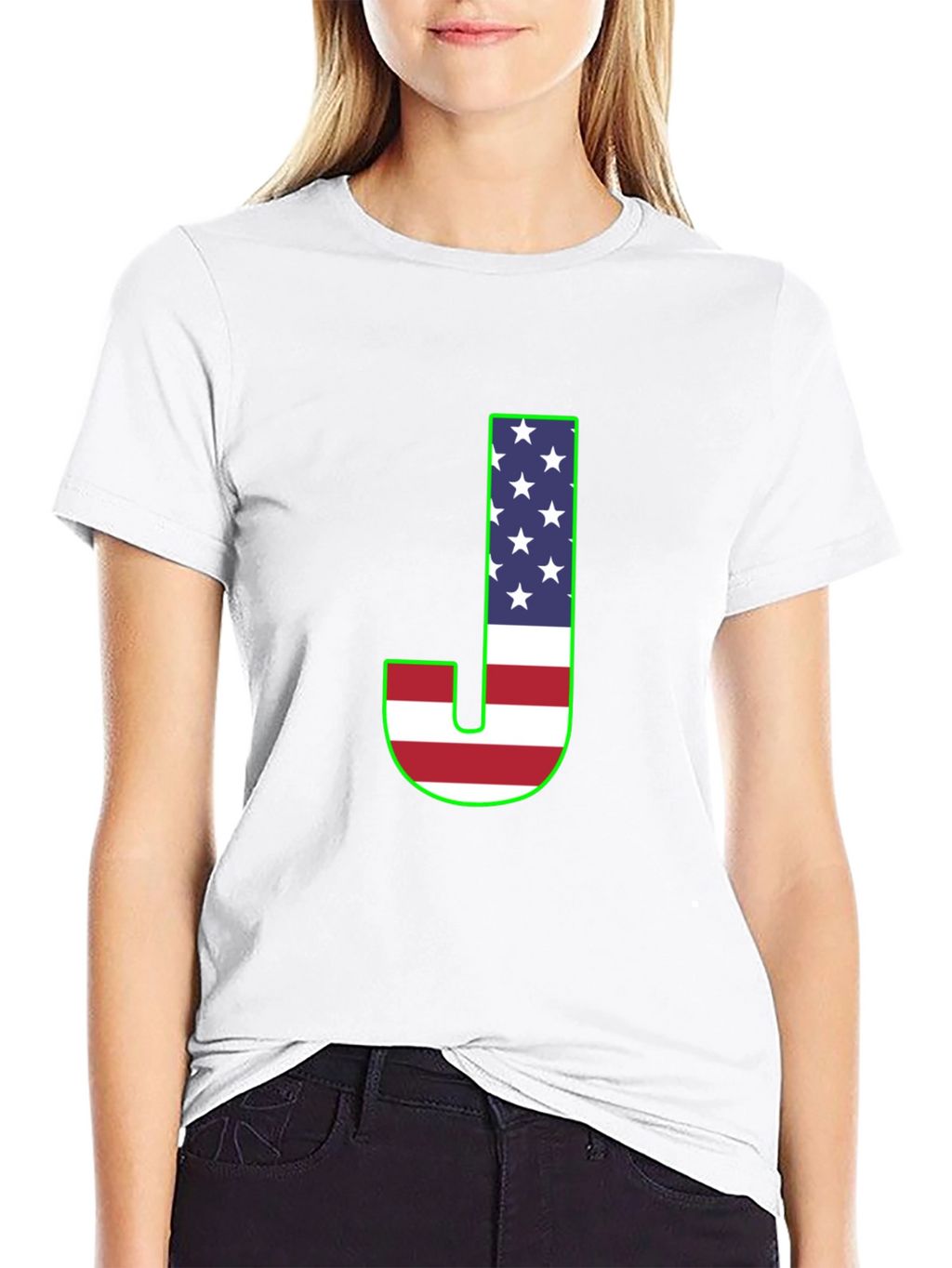 Letter J USA Flag Graphic T-Shirt
