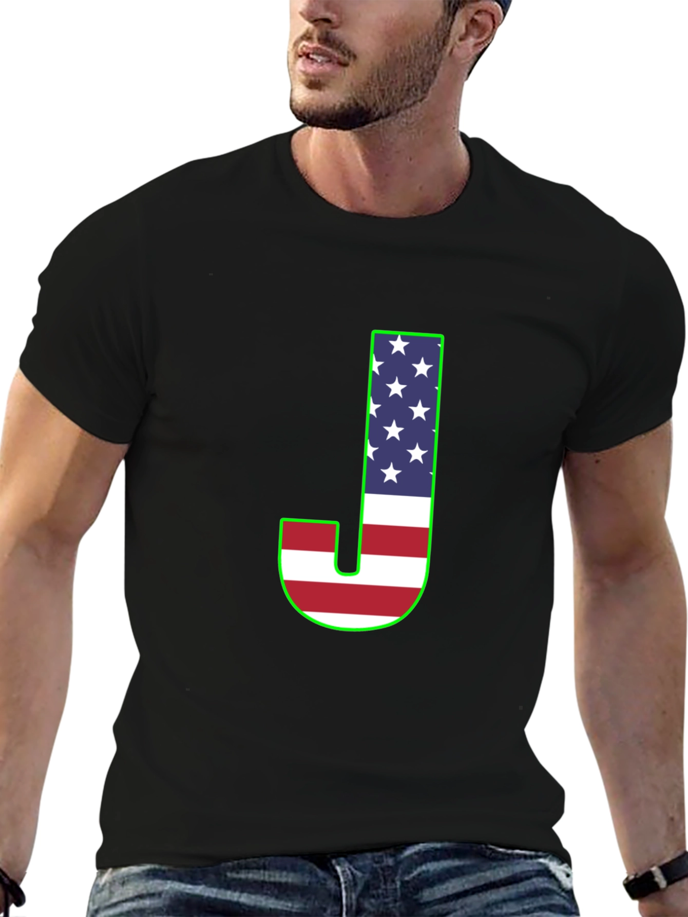 Letter J USA Flag Graphic T-Shirt