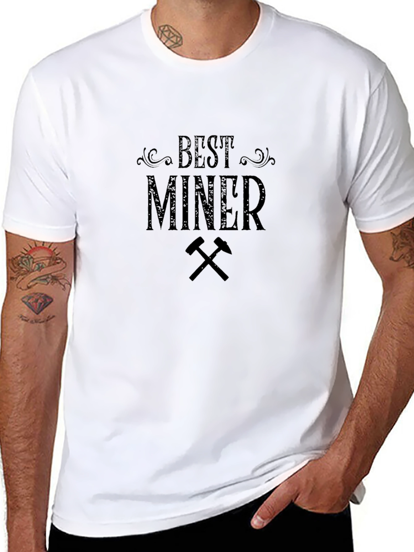 Best Miner Graphic Tee - Black Crew Neck