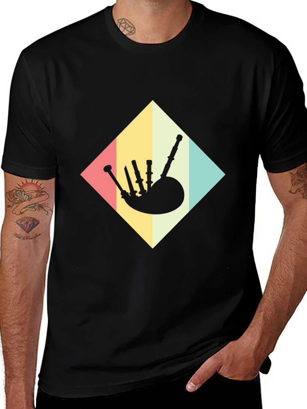 Retro Bagpipe T-Shirt - Scottish Music Tee