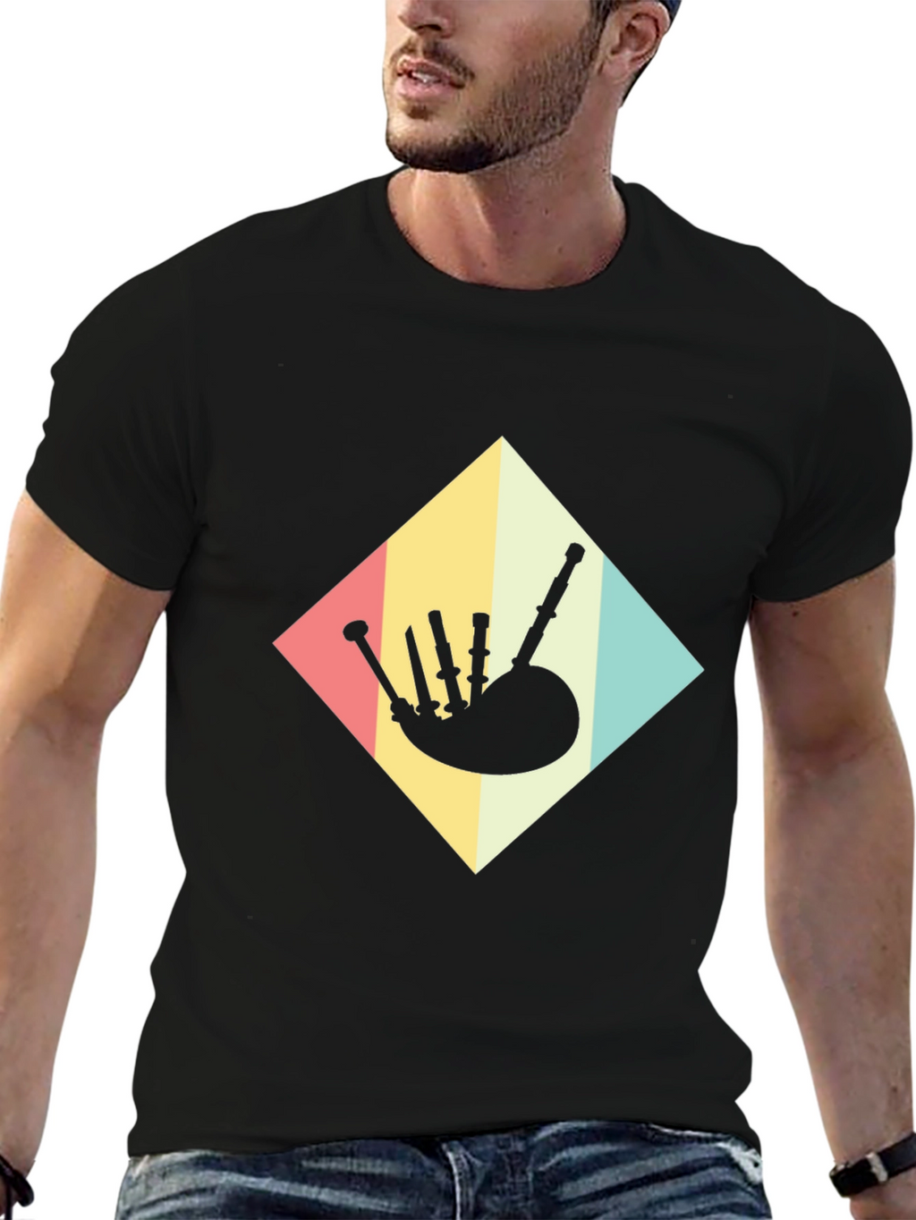 Retro Bagpipe T-Shirt - Scottish Music Tee