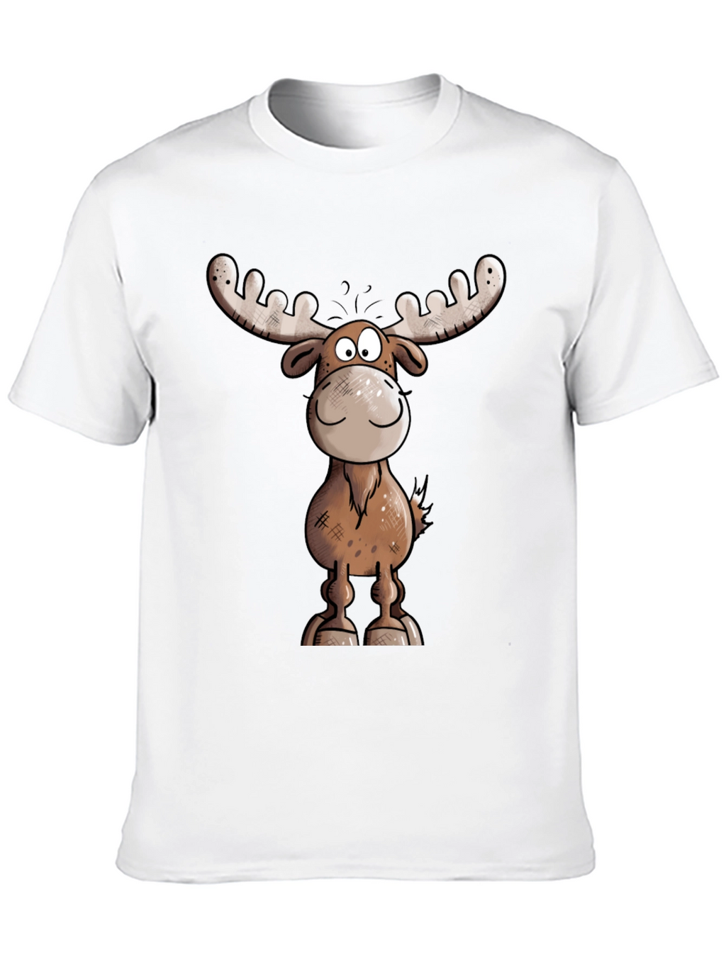 Moose Cartoon Graphic Tee - Black T-Shirt