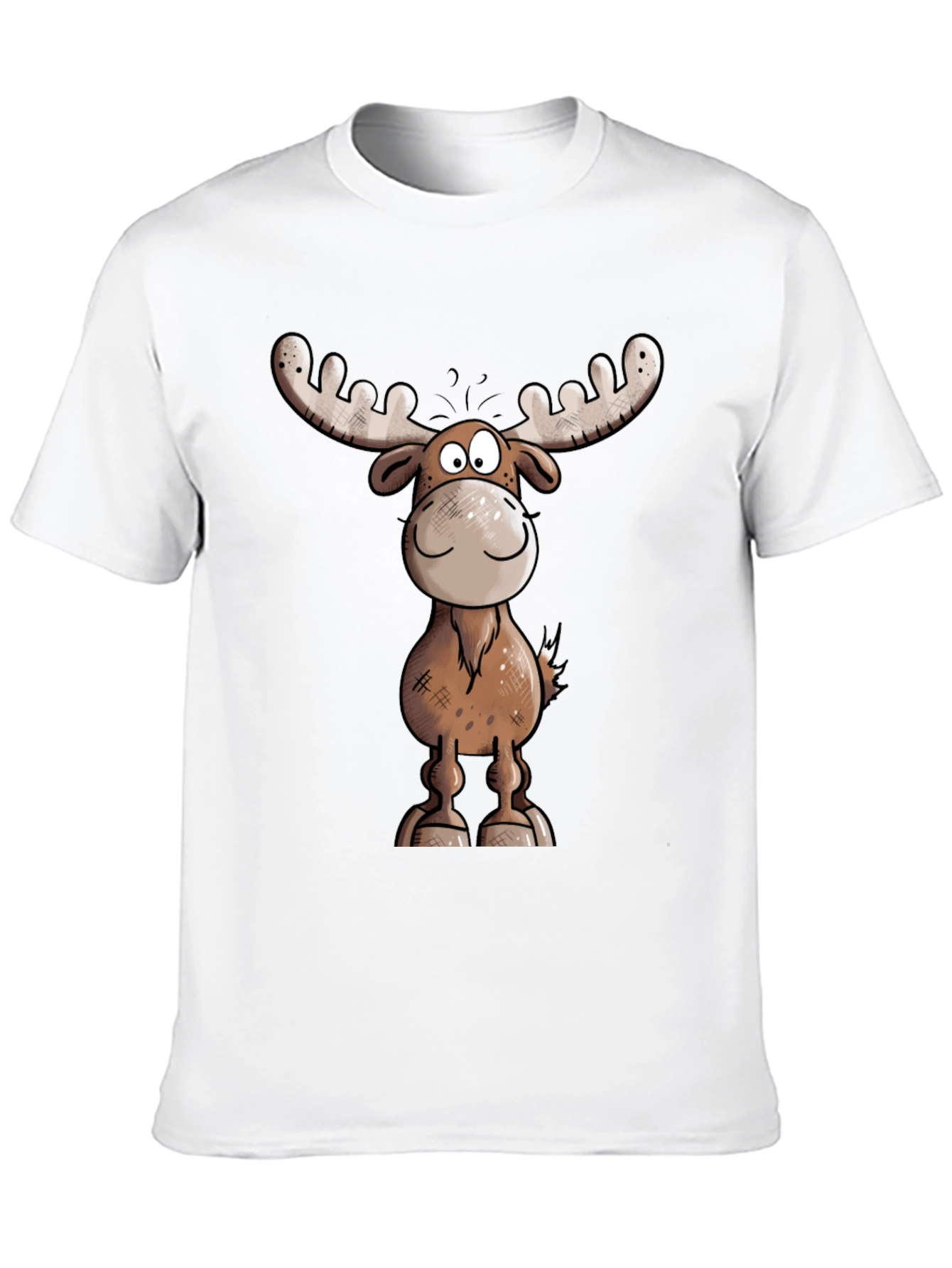 Moose Cartoon Graphic Tee - Black T-Shirt