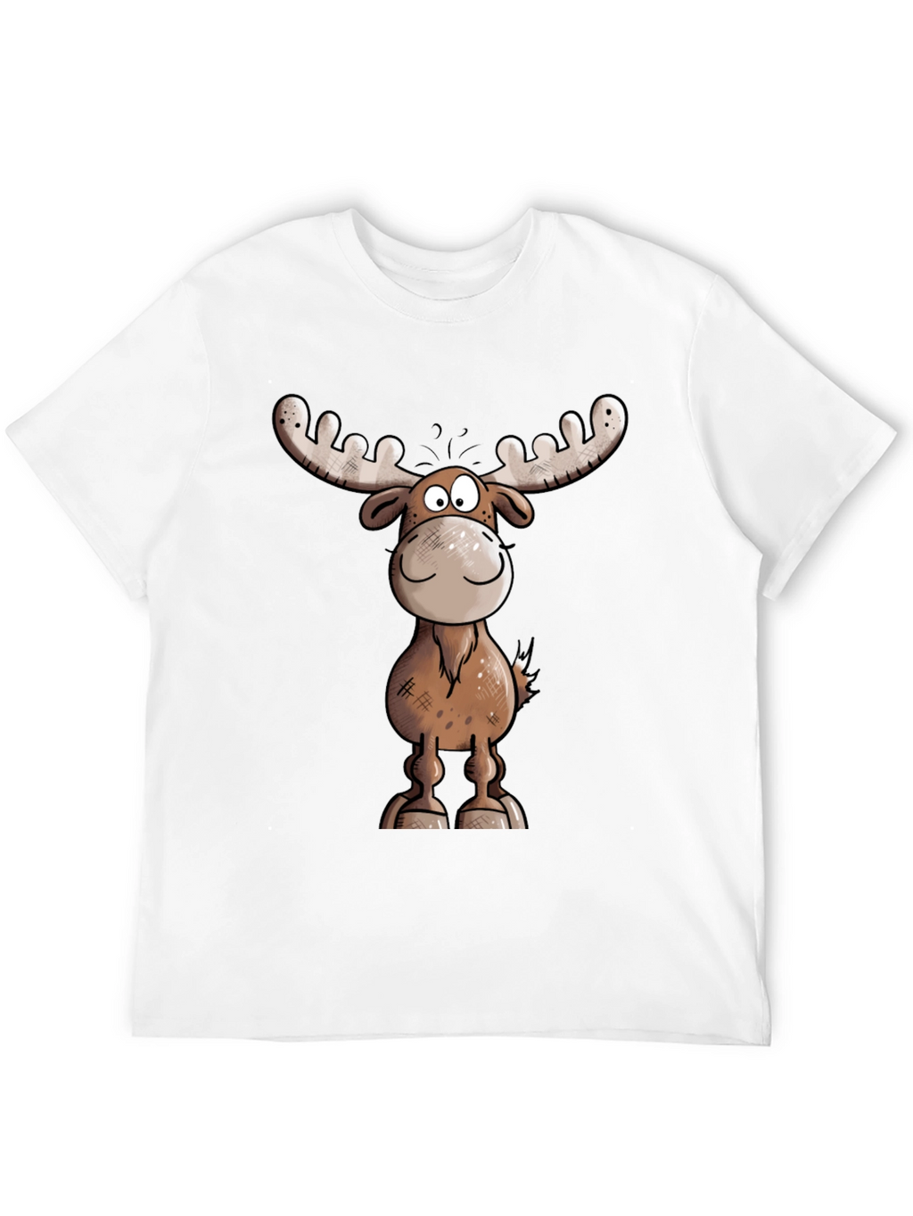 Moose Cartoon Graphic Tee - Black T-Shirt