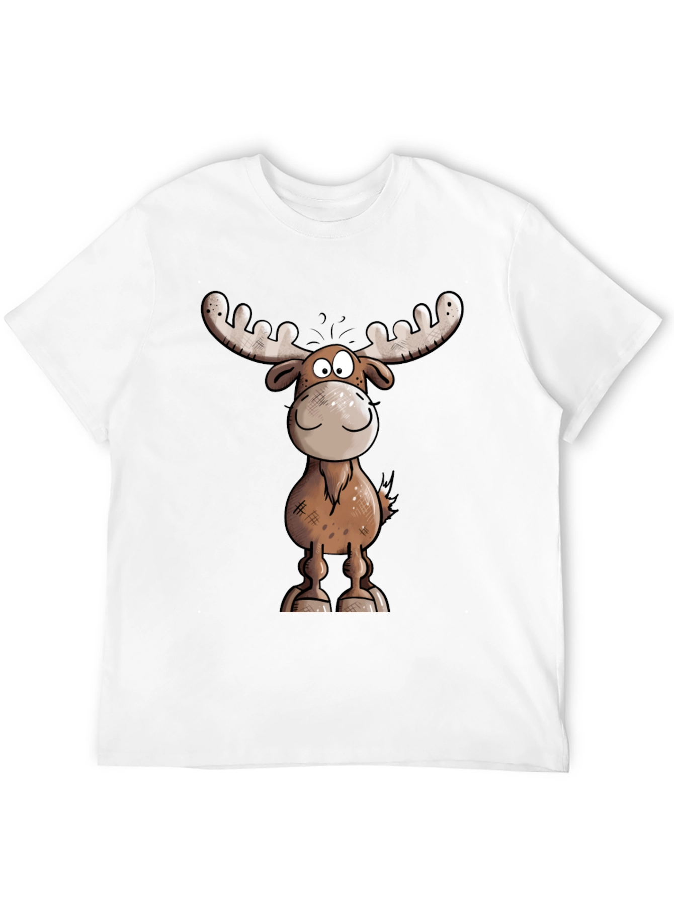 Moose Cartoon Graphic Tee - Black T-Shirt