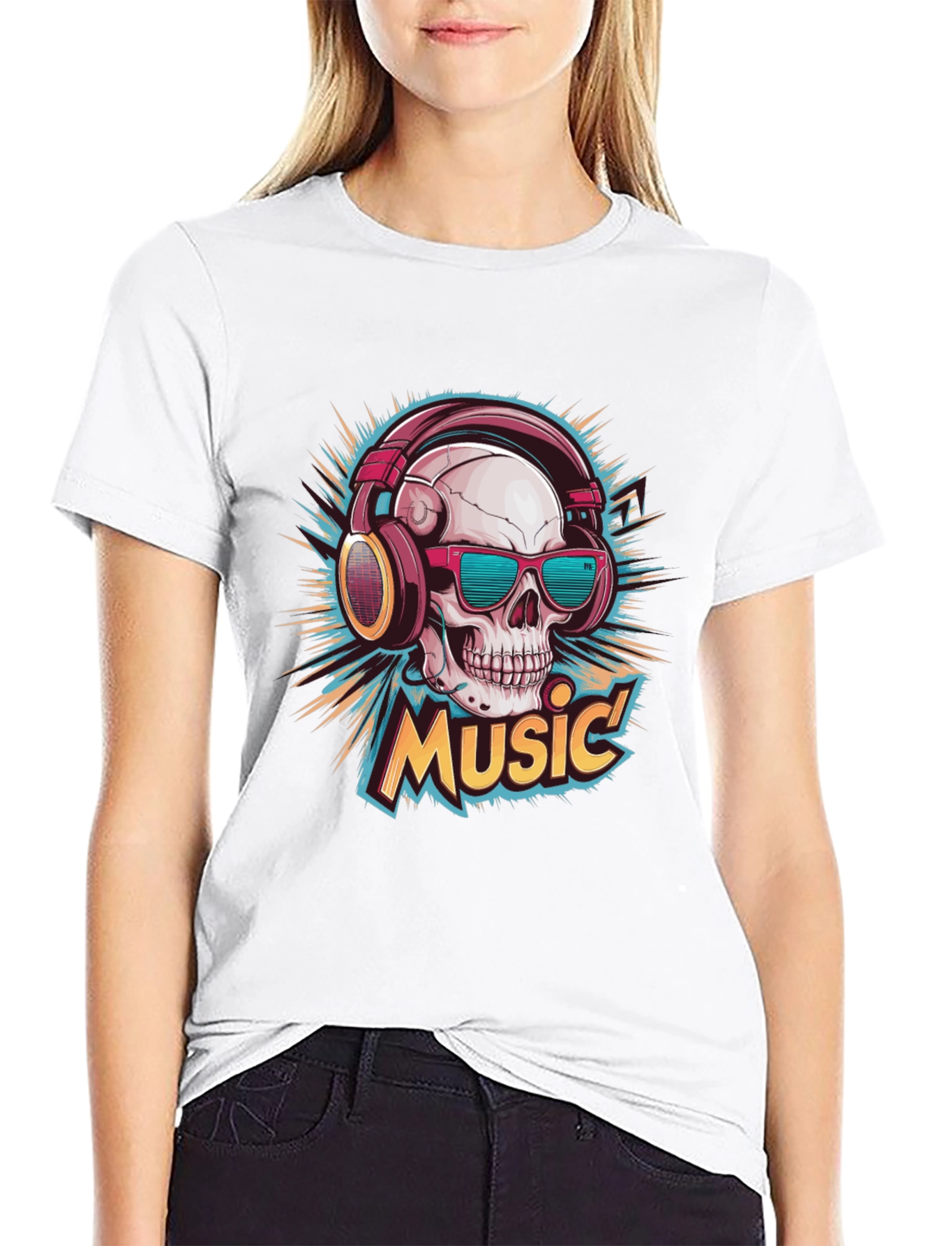 Skull Music Graphic T-Shirt