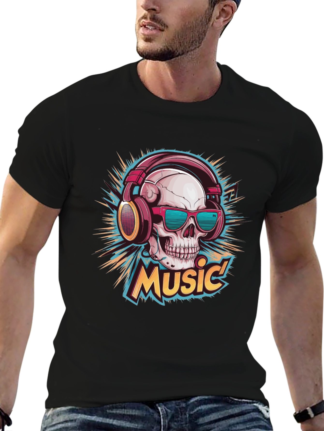 Skull Music Graphic T-Shirt