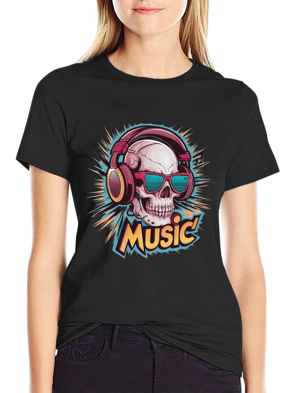 Skull Music Graphic T-Shirt