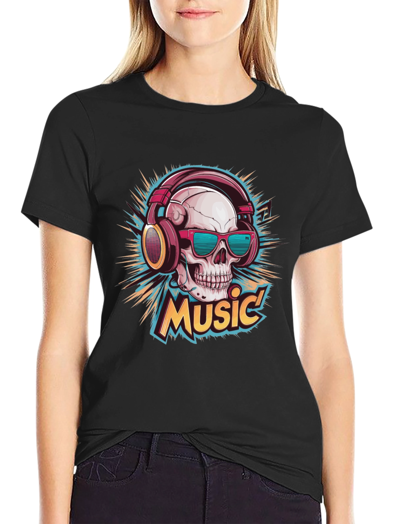 Skull Music Graphic T-Shirt