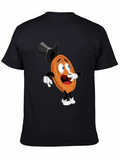Mens Black T-Shirt with Cartoon Coin Design