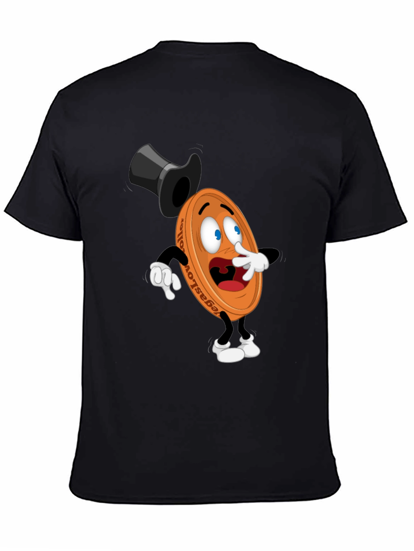 Mens Black T-Shirt with Cartoon Coin Design