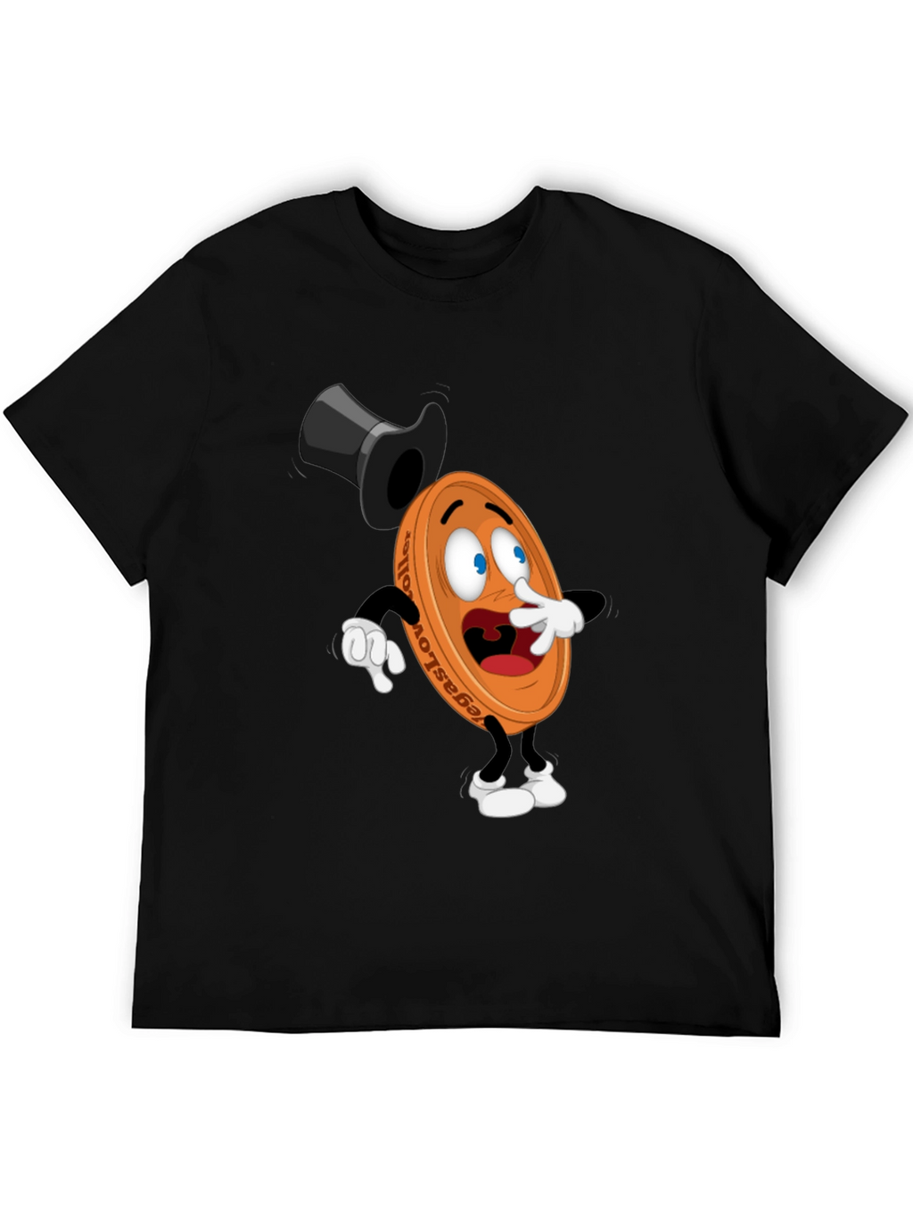 Mens Black T-Shirt with Cartoon Coin Design