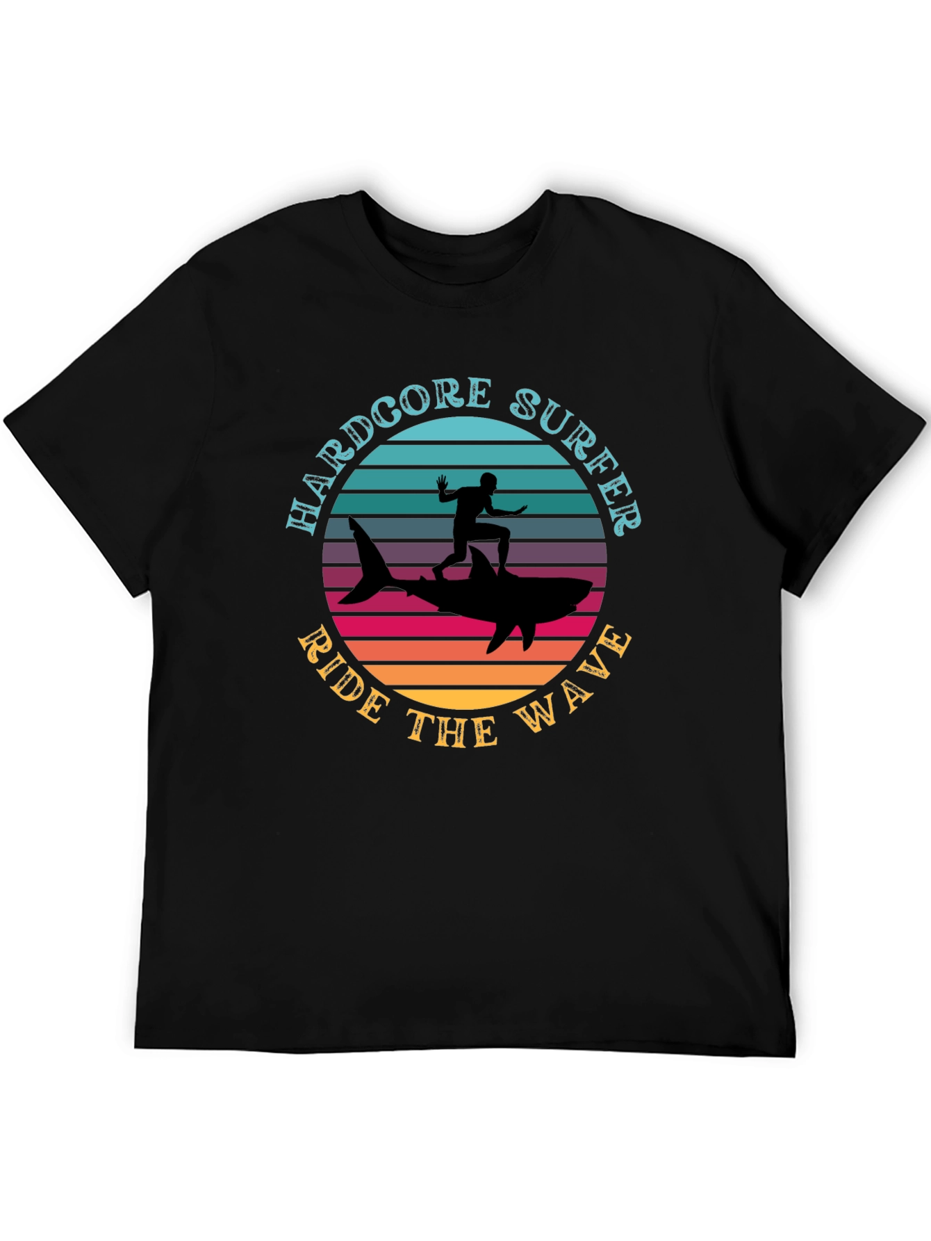 Hardcore Surfer Ride Wave Graphic Tee
