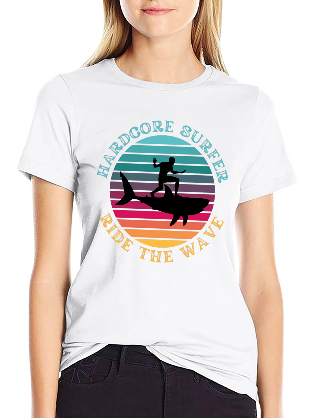 Hardcore Surfer Ride Wave Graphic Tee