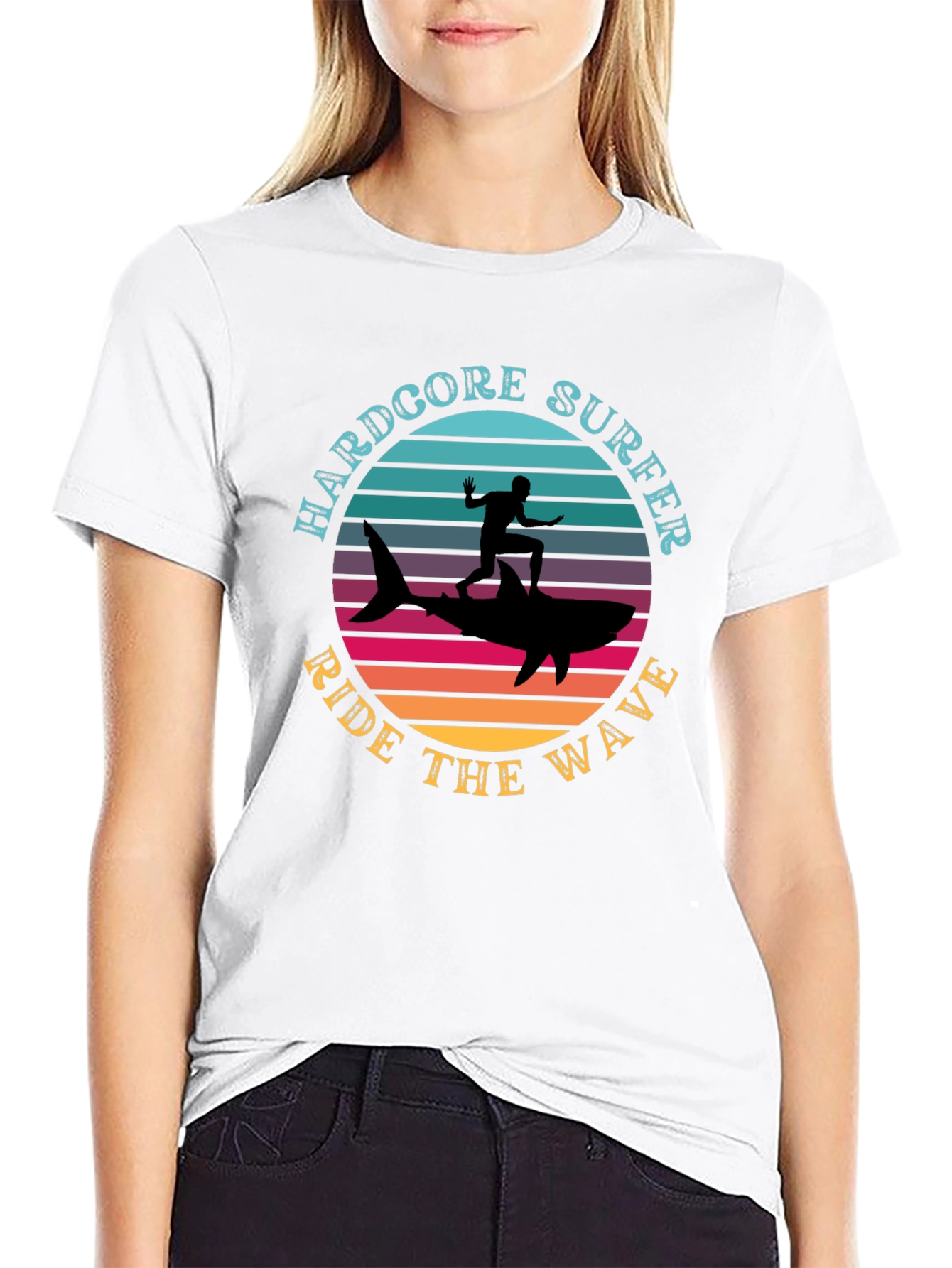 Hardcore Surfer Ride Wave Graphic Tee