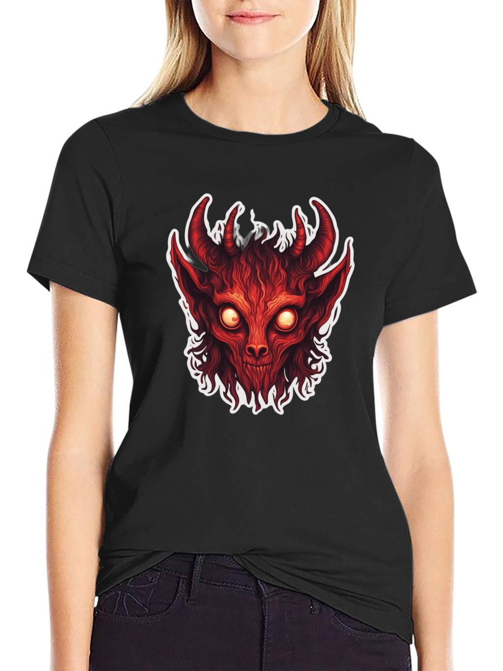 Mens Black T-Shirt with Devil Graphic