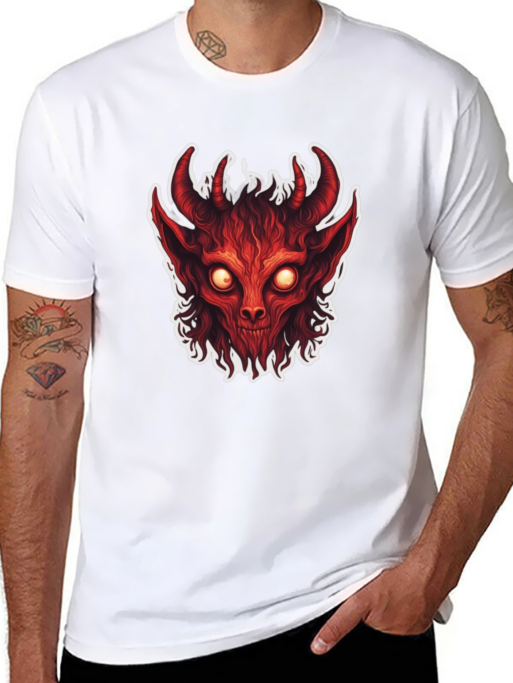 Mens Black T-Shirt with Devil Graphic