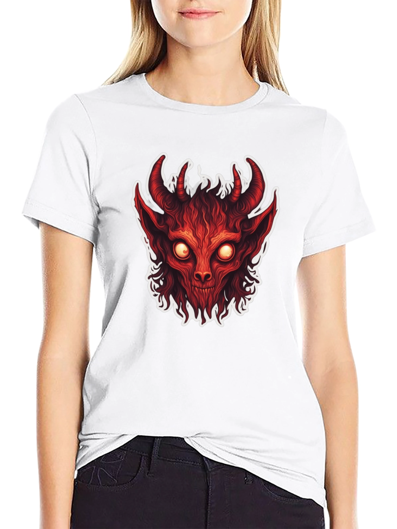 Mens Black T-Shirt with Devil Graphic